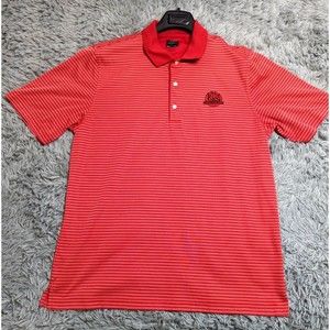 Greg Norman Play Dry Golf Polo Shirt Mens Size Large L Red White Accents Striped